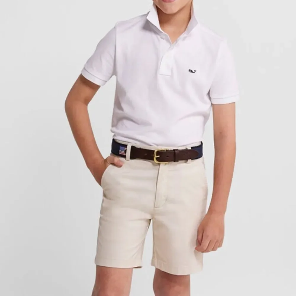Vineyard Vines boys kids USA Flag America Brown Leather & Navy Flag Belt size 30